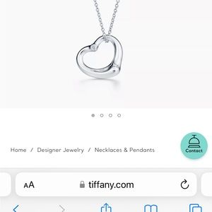 Tiffany Elsa Peretti Open Heart Necklace with Diamond